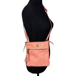 Fiorelli Crossbody Bag Purse Peach Pocket Adjustable Strap Tassel Zip 8x7.5”